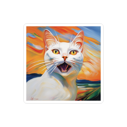 PugMug Custom White Companion Cat Sticker