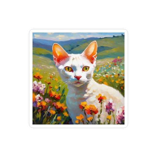 PugMug Custom White Devon Rex Cat Sticker