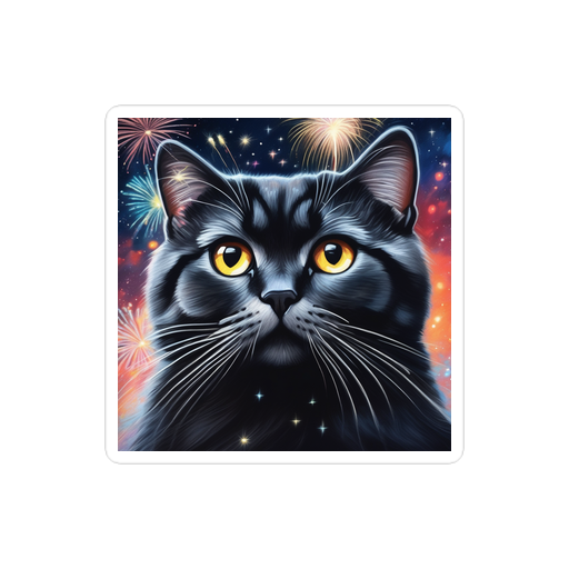 PugMug Custom Black Scottish Fold Cat Sticker