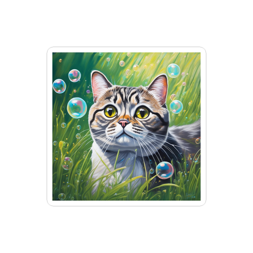 PugMug Custom Tabby Scottish Fold Cat Sticker