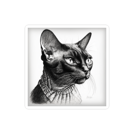 PugMug Custom Black Devon Rex Cat Sticker