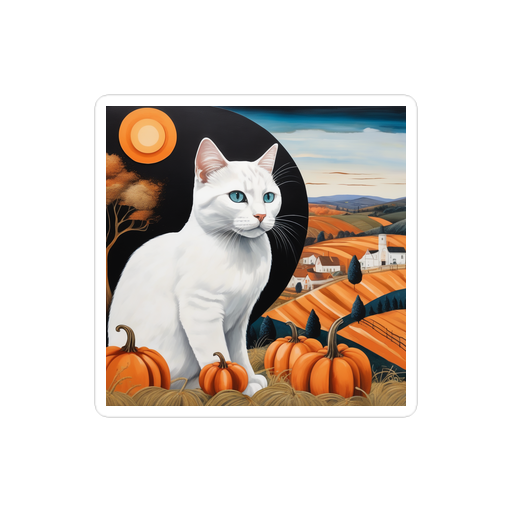 PugMug Custom White Companion Cat Sticker