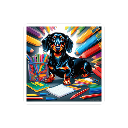 PugMug Custom Black Dachshund Sticker