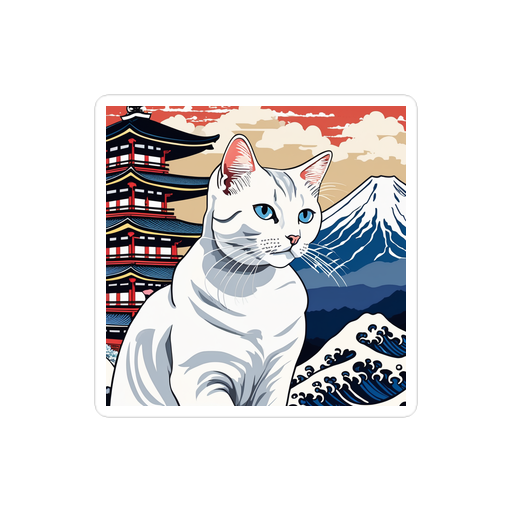 PugMug Custom White Companion Cat Sticker