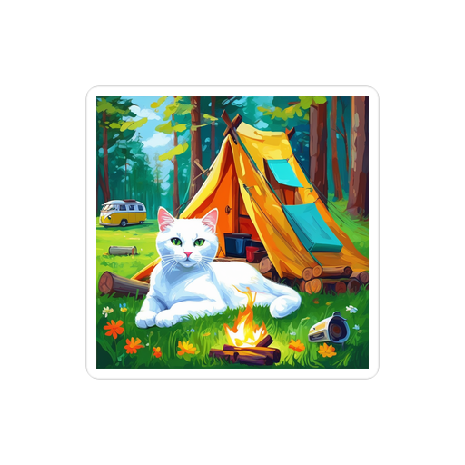 PugMug Custom White Companion Cat Sticker