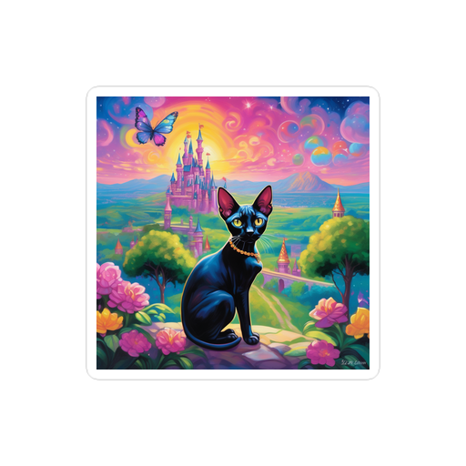 PugMug Custom Black Sphynx Cat Sticker