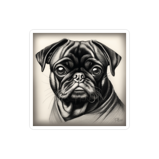 PugMug Custom Black Pug Sticker