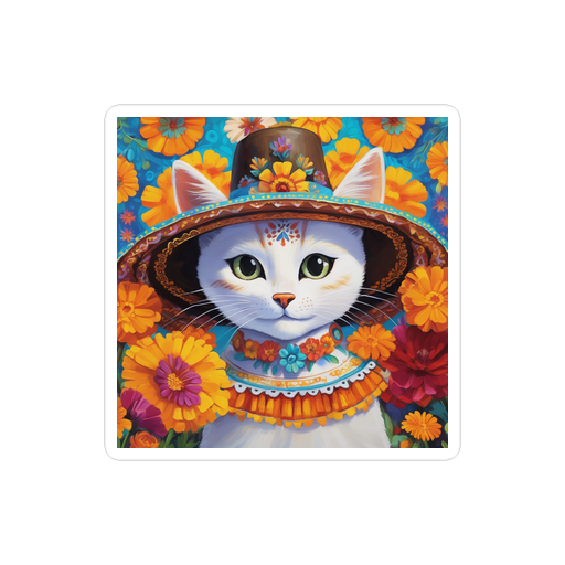 PugMug Custom White Companion Cat Sticker