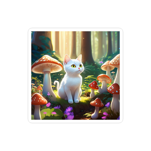 PugMug Custom White Companion Cat Sticker