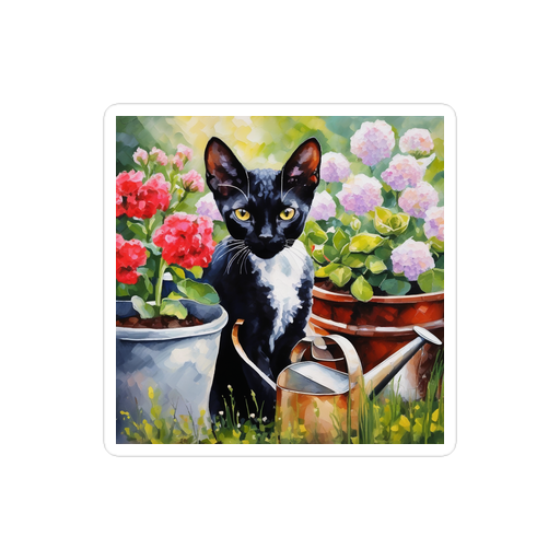 PugMug Custom Black Devon Rex Cat Sticker
