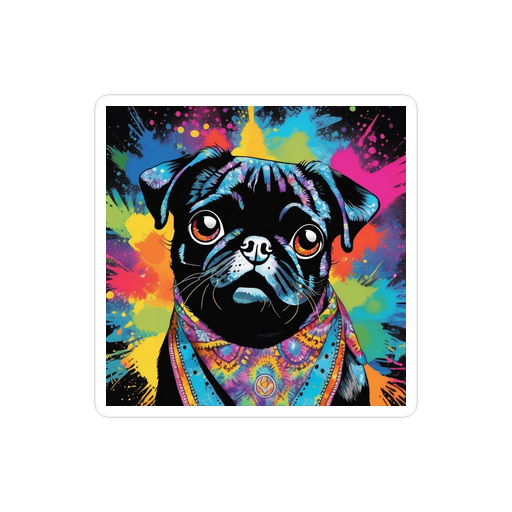 PugMug Custom Black Pug Sticker