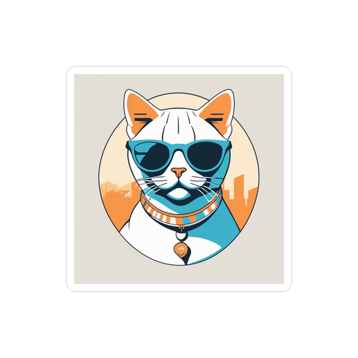 PugMug Custom White American Shorthair Cat Sticker