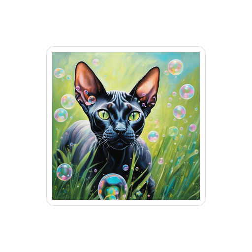 PugMug Custom Black Sphynx Cat Sticker