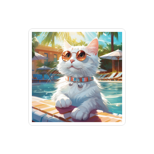 PugMug Custom White Companion Cat Sticker