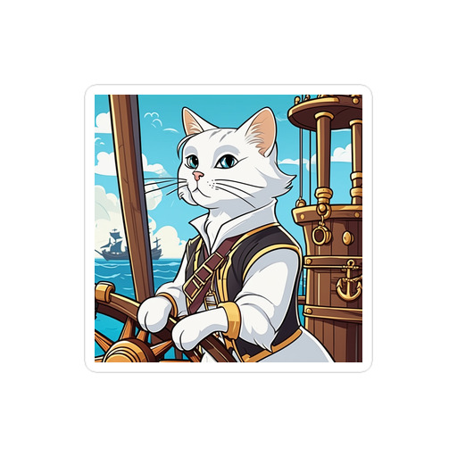 PugMug Custom White Companion Cat Sticker