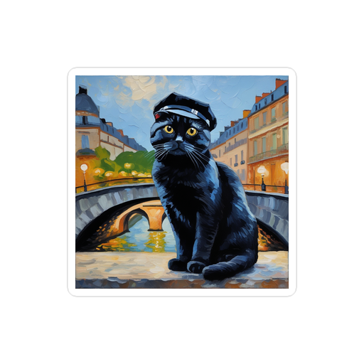 PugMug Custom Black Scottish Fold Cat Sticker