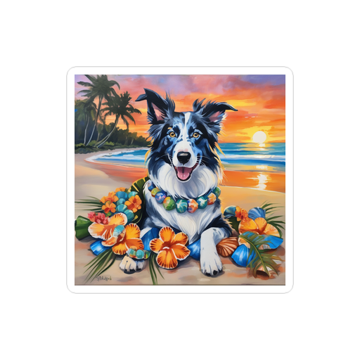 PugMug Custom Blue Merle Border Collie Sticker
