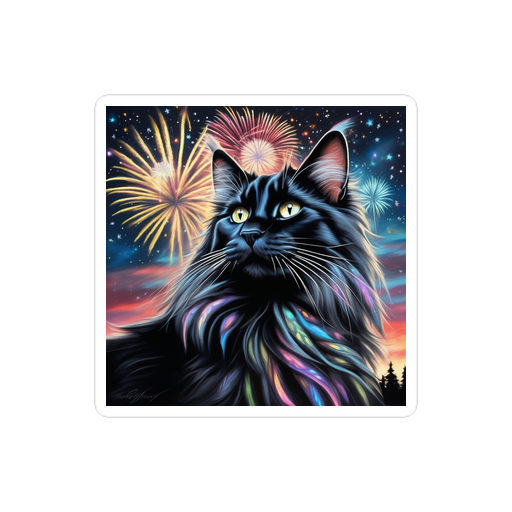 PugMug Custom Black Maine Coon Cat Sticker