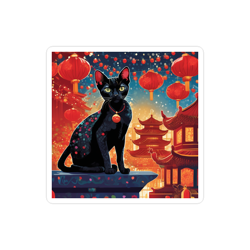 PugMug Custom Black Devon Rex Cat Sticker