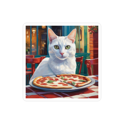 PugMug Custom White Companion Cat Sticker