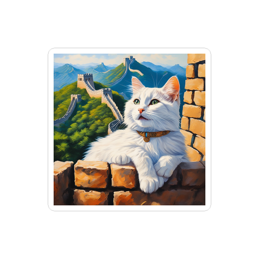 PugMug Custom White Companion Cat Sticker