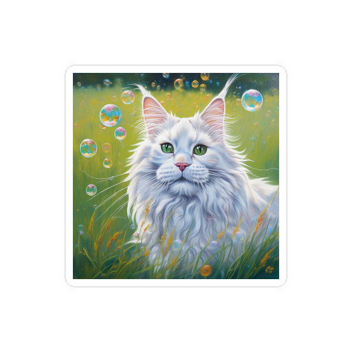 PugMug Custom White Maine Coon Cat Sticker