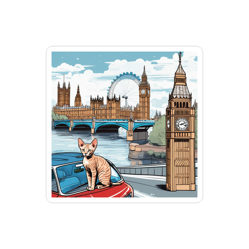 PugMug Custom Tabby Devon Rex Cat Sticker