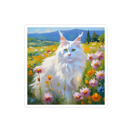 PugMug Custom White Maine Coon Cat Sticker
