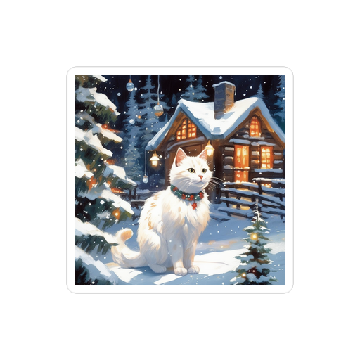 PugMug Custom White Companion Cat Sticker