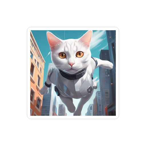 PugMug Custom White Companion Cat Sticker