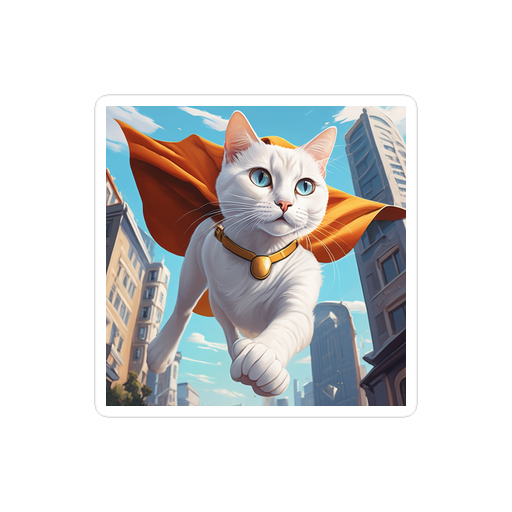 PugMug Custom White Companion Cat Sticker