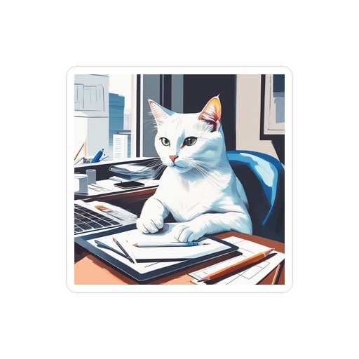 PugMug Custom White Companion Cat Sticker