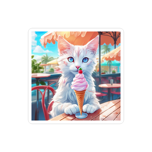 PugMug Custom White Companion Cat Sticker