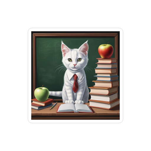 PugMug Custom White Companion Cat Sticker