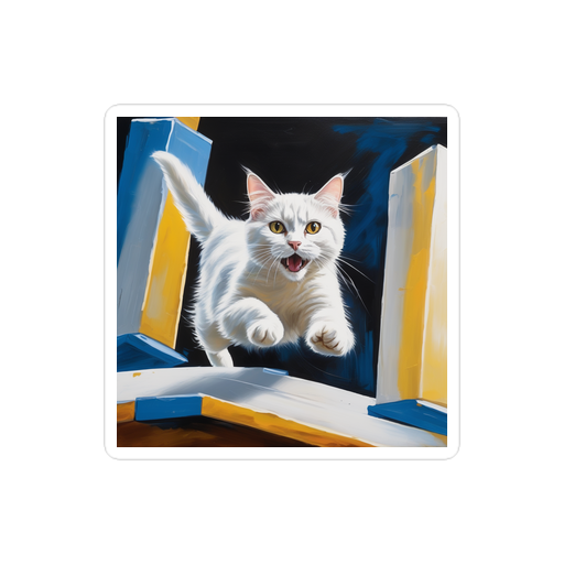 PugMug Custom White Companion Cat Sticker