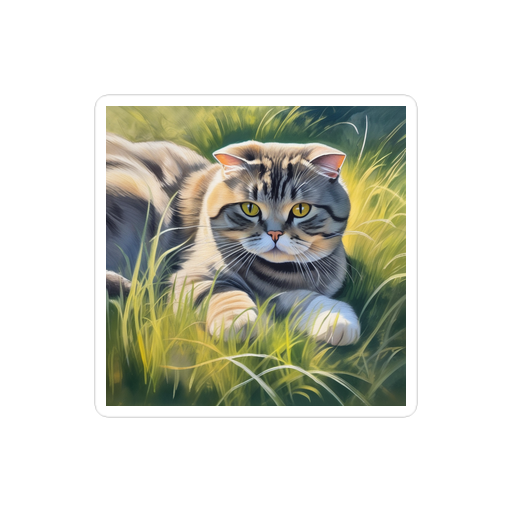 PugMug Custom Tabby Scottish Fold Cat Sticker
