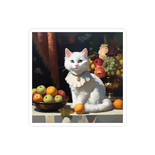 PugMug Custom White Companion Cat Sticker