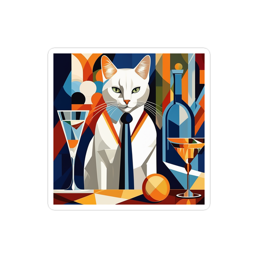 PugMug Custom White Companion Cat Sticker