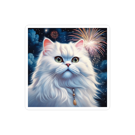PugMug Custom White Persian Cat Sticker