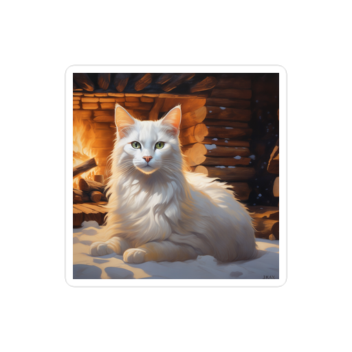 PugMug Custom White Companion Cat Sticker