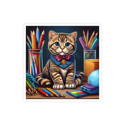 PugMug Custom Tabby Scottish Fold Cat Sticker