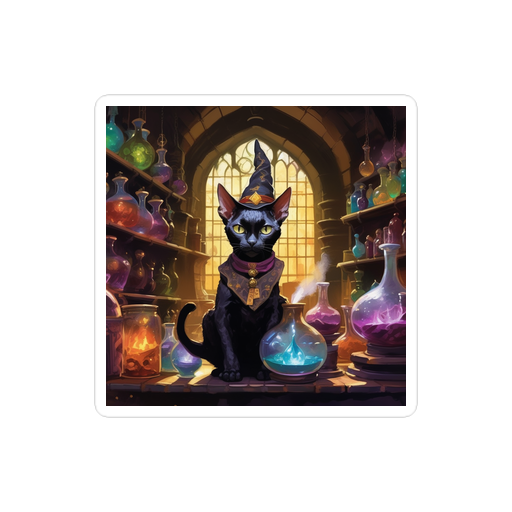 PugMug Custom Black Devon Rex Cat Sticker