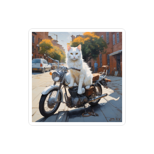 PugMug Custom White Companion Cat Sticker