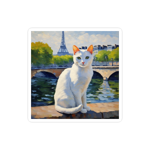 PugMug Custom White Companion Cat Sticker