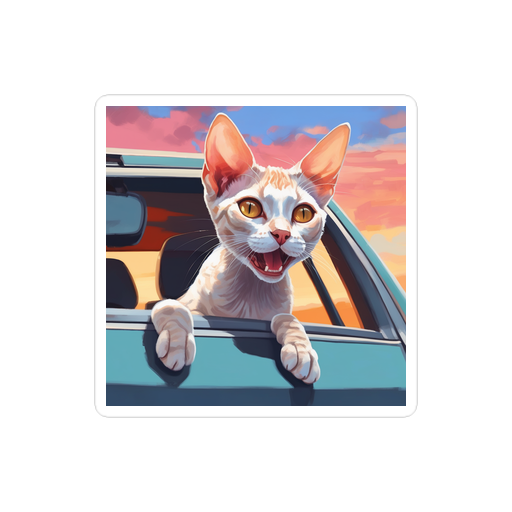 PugMug Custom Tabby Devon Rex Cat Sticker