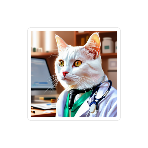 PugMug Custom White Companion Cat Sticker