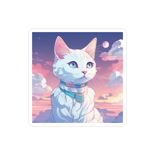 PugMug Custom White Companion Cat Sticker