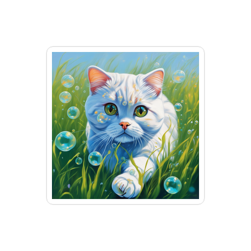 PugMug Custom White Scottish Fold Cat Sticker