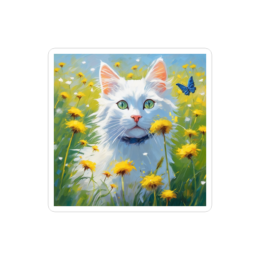 PugMug Custom White Companion Cat Sticker