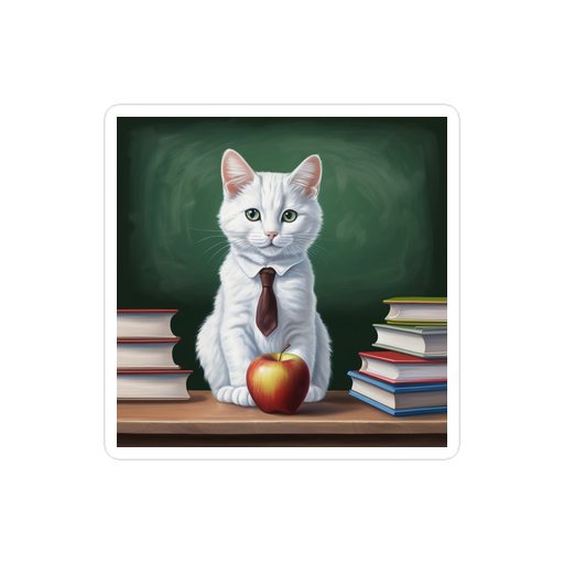 PugMug Custom White Companion Cat Sticker